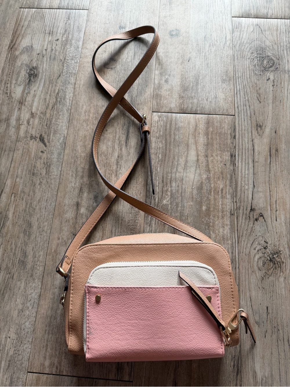 Women's Pink & Cream Crossbody Bag - Lightweight Shoulder Purse